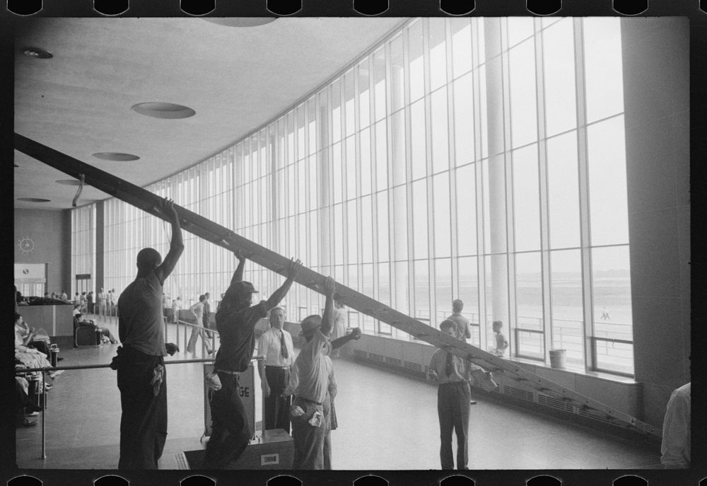 [Untitled photo, possibly related to: A plane taxiing in at the municipal airport in Washington, D.C.]. Sourced from the…