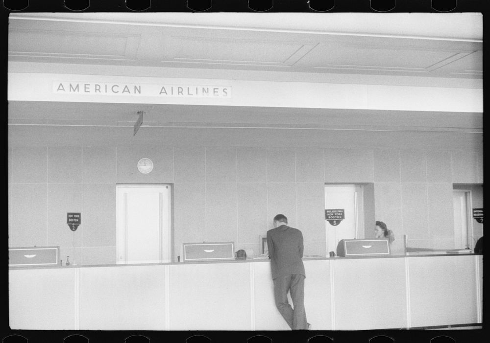 [Untitled photo, possibly related to: In the main waiting room at the municipal airport in Washington, D.C.]. Sourced from…