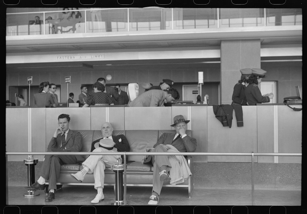 [Untitled photo, possibly related to: Passengers in the waiting room at the municipal airport in Washington, D.C.]. Sourced…