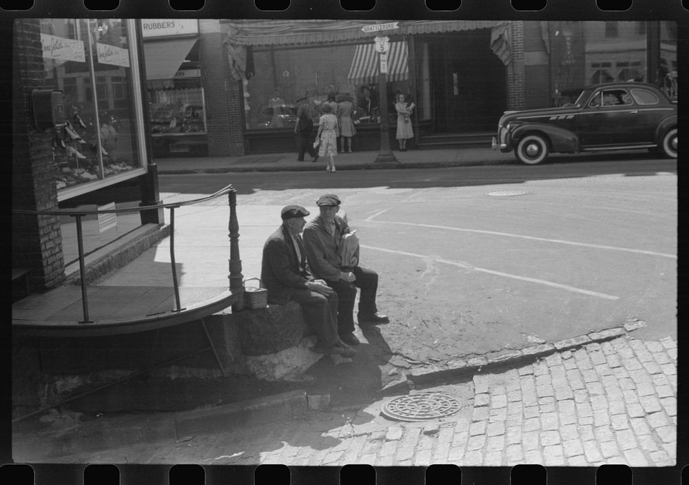 On the main street of Bellows Falls, Vermont. Sourced from the Library of Congress.