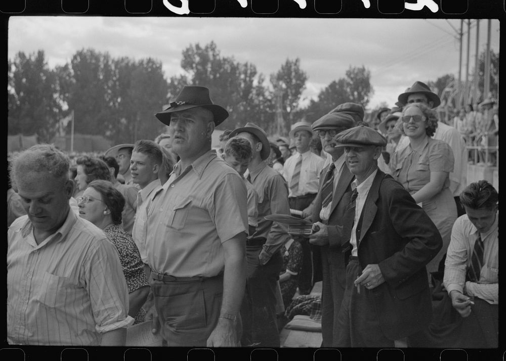 [Untitled photo, possibly related to: Spectators at the sulky races at the Rutland Fair, Vermont]. Sourced from the Library…