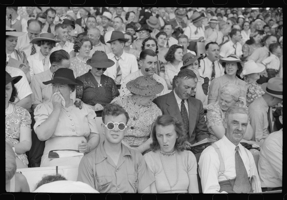 Spectators at the sulky races at the Rutland Fair, Vermont. Sourced from the Library of Congress.