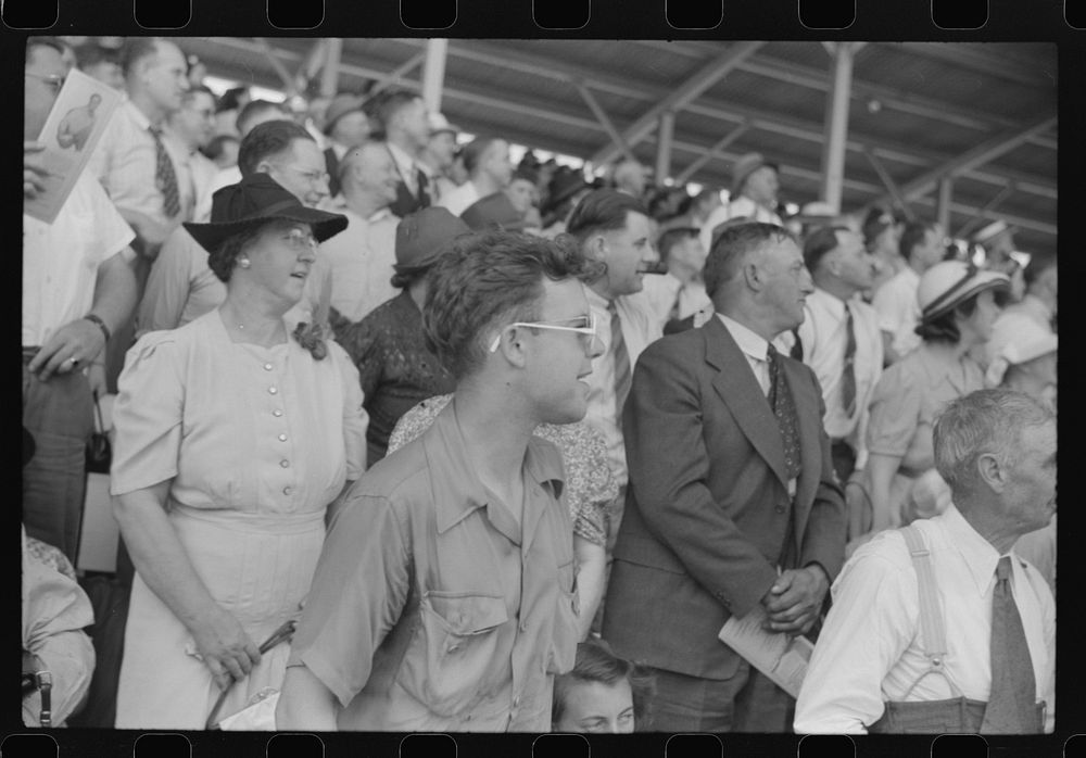 [Untitled photo, possibly related to: Spectators at the sulky races at the Rutland Fair, Vermont]. Sourced from the Library…