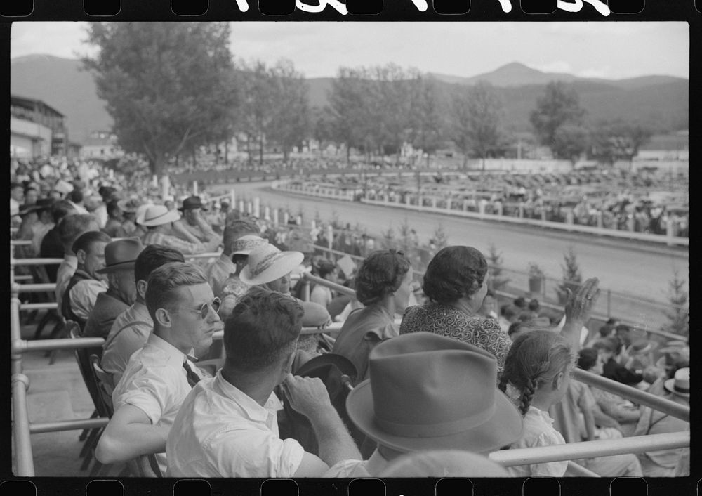 [Untitled photo, possibly related to: At the finish line of the sulky races at the Rutland Fair, Vermont]. Sourced from the…