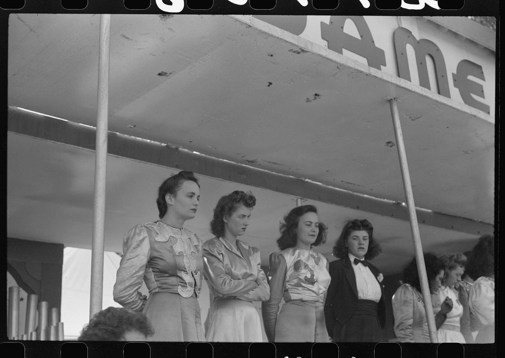 [Untitled photo, possibly related to: At a "girlie" show at the fair in Rutland, Vermont]. Sourced from the Library of…