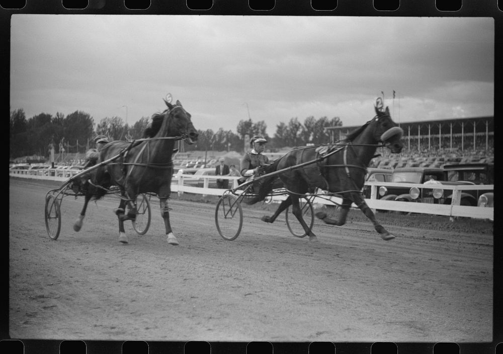 Sulky races at the Rutland Fair, Vermont. Sourced from the Library of Congress.
