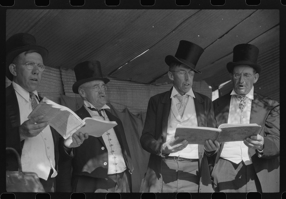 [Untitled photo, possibly related to: Ballad singers at the "World's Fair" in Tunbridge, Vermont]. Sourced from the Library…