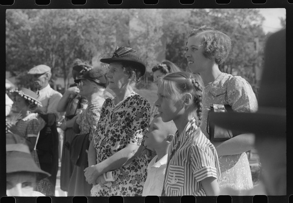 [Untitled photo, possibly related to: Spectators at the "World's Fair" in Tunbridge, Vermont]. Sourced from the Library of…
