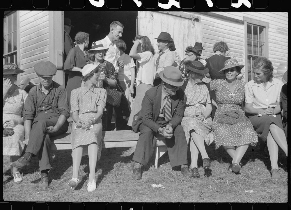 [Untitled photo, possibly related to: Spectators at the "World's Fair" in Tunbridge, Vermont]. Sourced from the Library of…