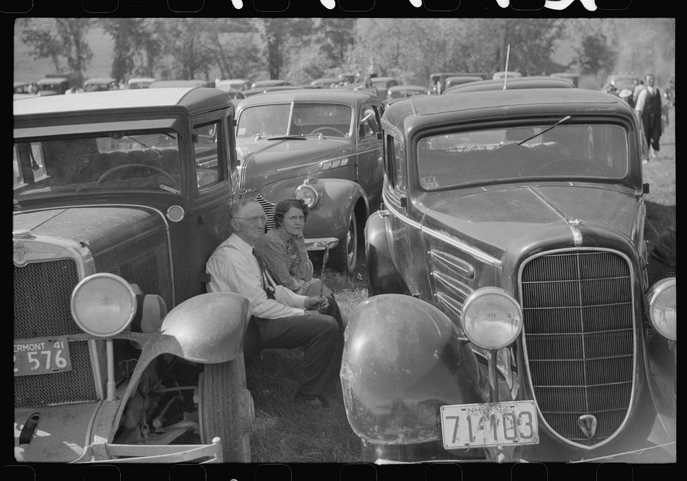 [Untitled photo, possibly related to: Resting at the "World's Fair" in Tunbridge, Vermont]. Sourced from the Library of…