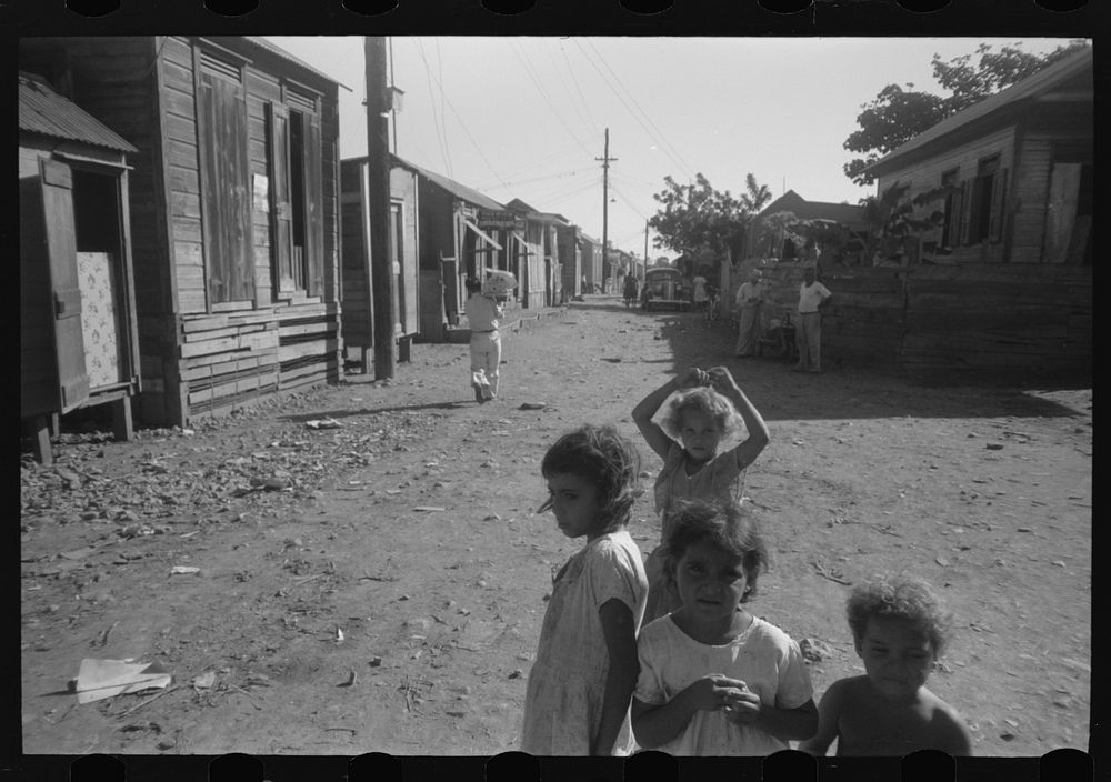 Street in slum area known as "El Machuelitto," in Ponce, Puerto Rico. Sourced from the Library of Congress.