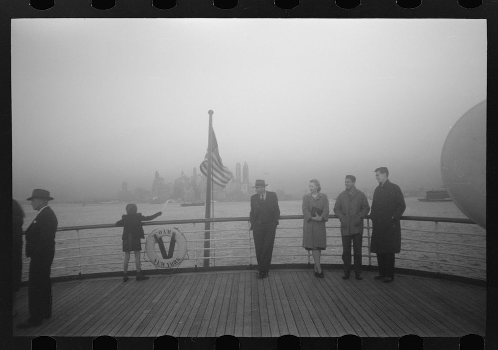 [Untitled photo, possibly related to: Lower Manhattan seen from the S.S. Coamo leaving New York]. Sourced from the Library…