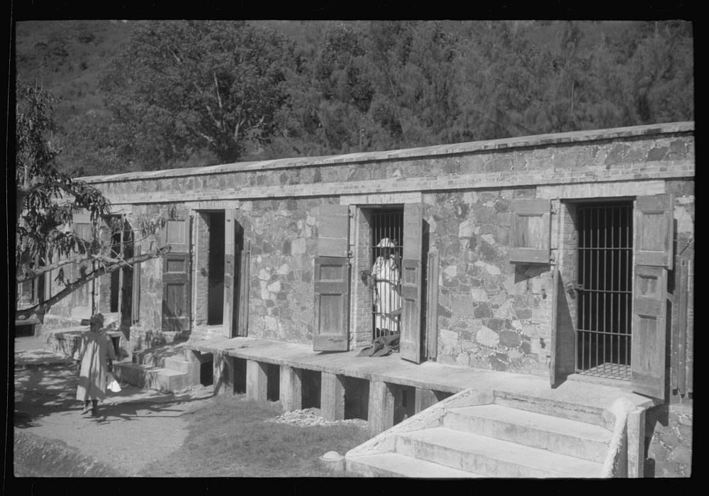 Charlotte Amalie, St. Thomas Island, Virgin Islands. The women's section of the insane asylum at the hospital. Sourced from…