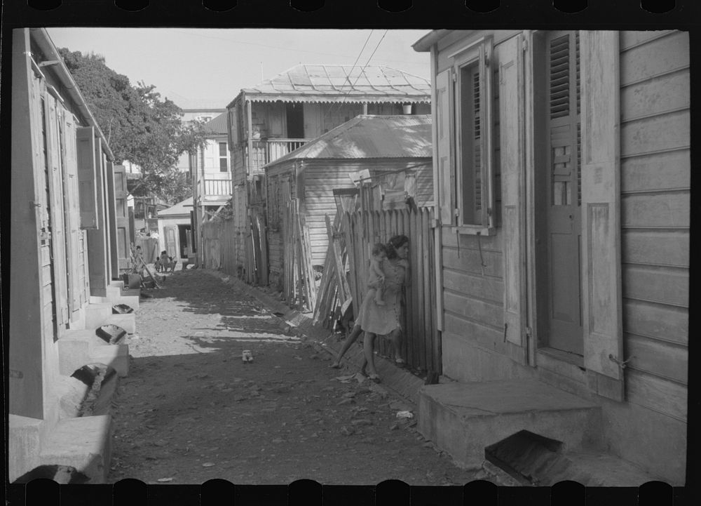 Charlotte Amalie, St. Thomas Island, Virgin Islands. Alleyway in one of the slum areas. Sourced from the Library of Congress.
