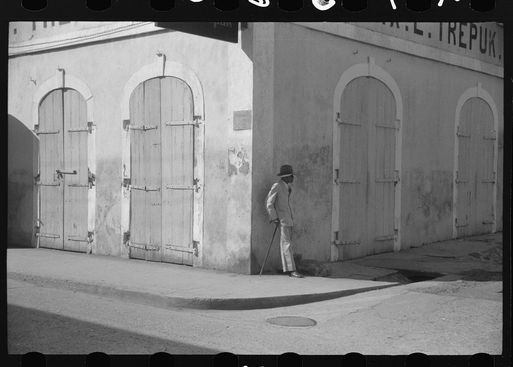 [Untitled photo, possibly related to: Charlotte Amalie, St. Thomas Islands. Sunday afternoon on the main street]. Sourced…