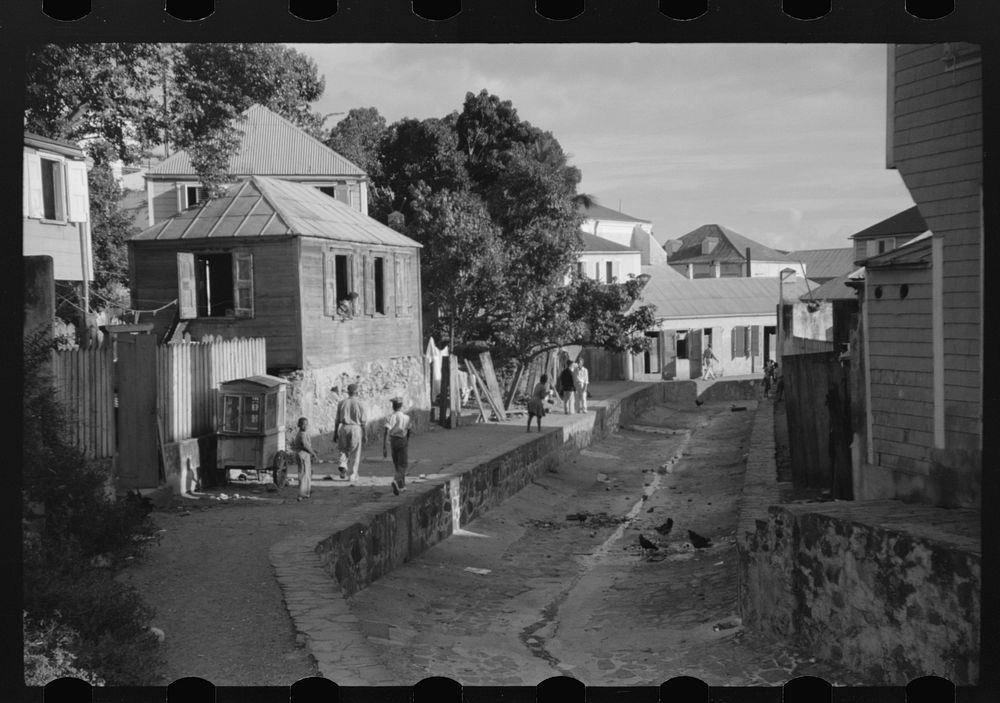 Charlotte Amalie, St. Thomas Island, Virgin Islands. One of the open sewers. Sourced from the Library of Congress.