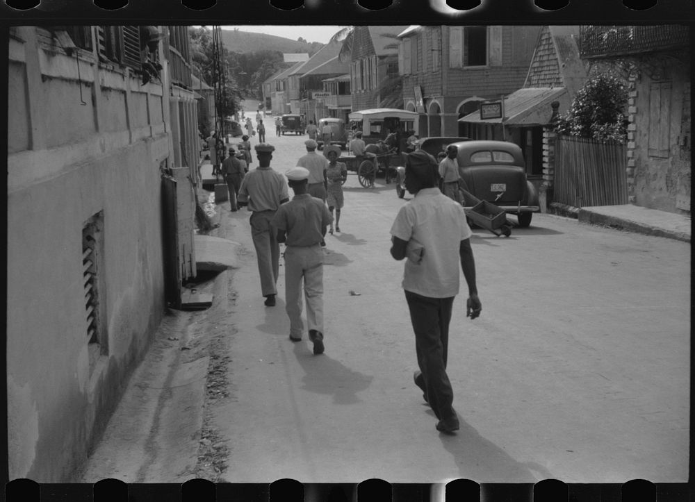 On a Saturday afternoon on one of the business streets in Christiansted, St. Croix, Virgin Islands. Sourced from the Library…