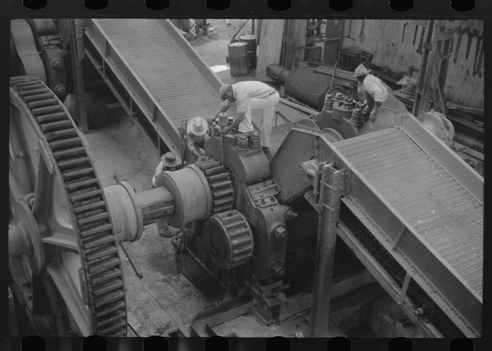[Untitled photo, possibly related to: Getting machinery ready for the grinding season, Bethlehem Sugar Mill, St. Croix…