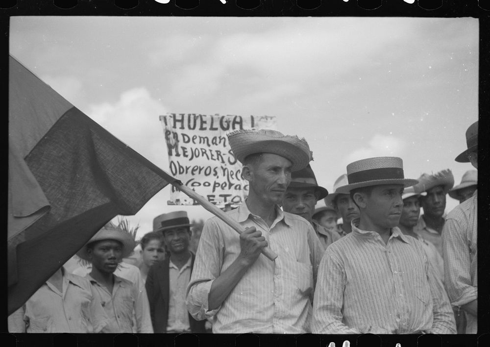 Yabucoa, Puerto Rico. Strikers near the sugar mill. Sourced from the Library of Congress.