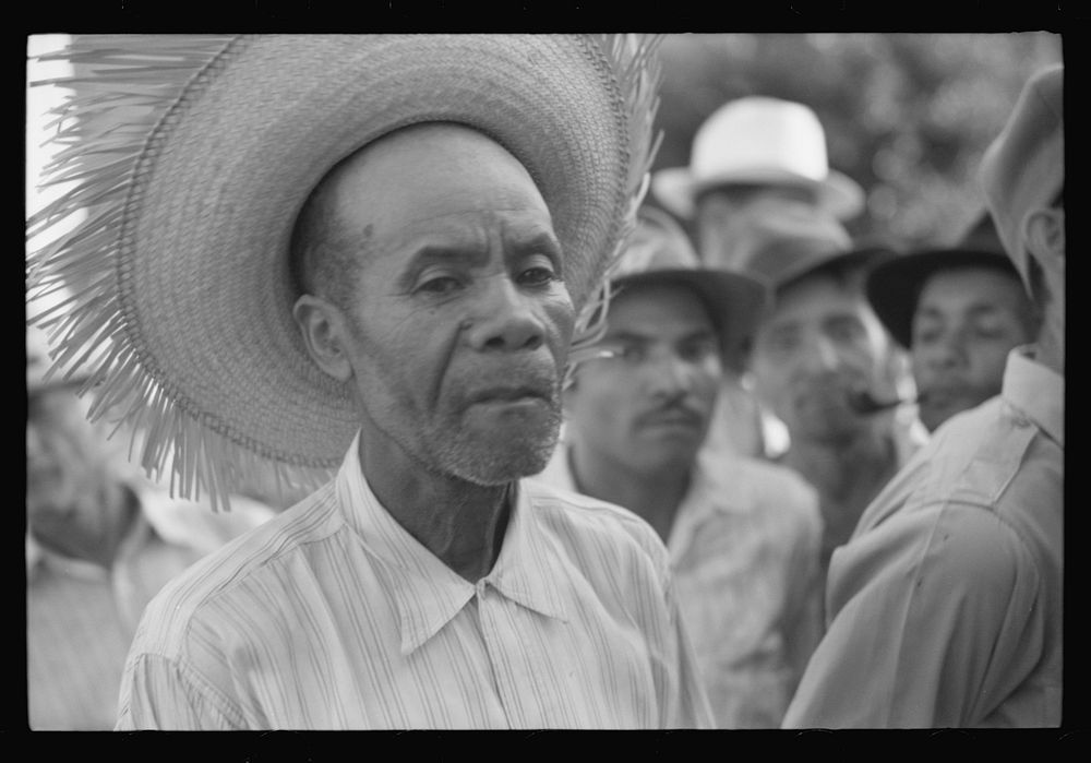 [Untitled photo, possibly related to: Yabucoa, Puerto Rico. Sugar workers at a strike meeting in Yabucoa]. Sourced from the…
