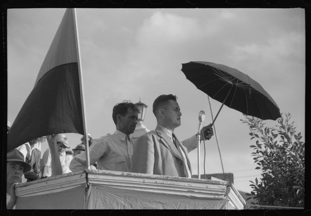 [Untitled photo, possibly related to: Yabucoa, Puerto Rico. The mayor of Yabucoa speaking at a meeting of strikes and…