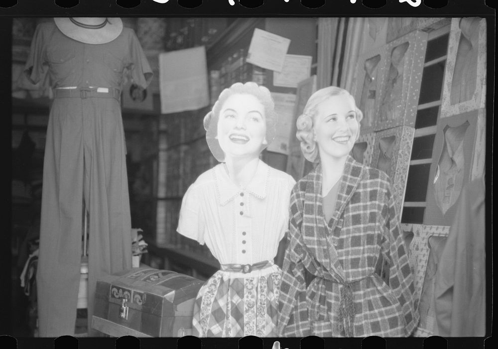 [Untitled photo, possibly related to: Manati, Puerto Rico. Dress dummies in a store]. Sourced from the Library of Congress.