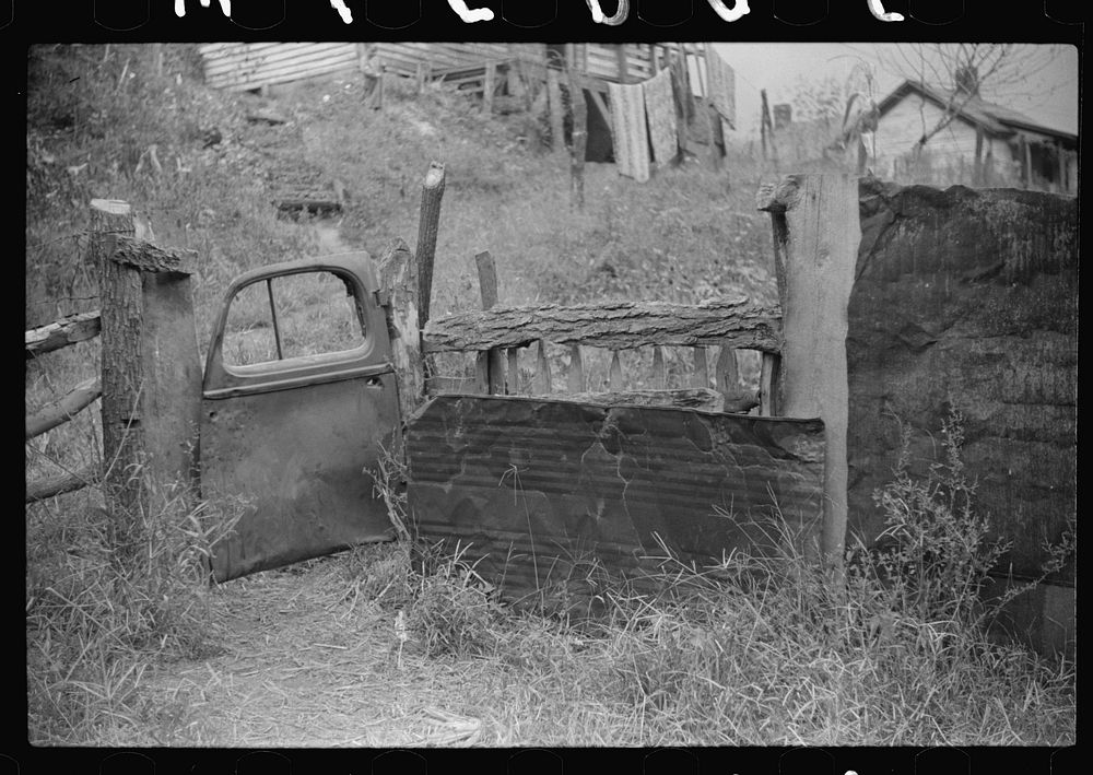 Fence gate in coal miner's front yard, Mohegan, West Virginia. Sourced from the Library of Congress.