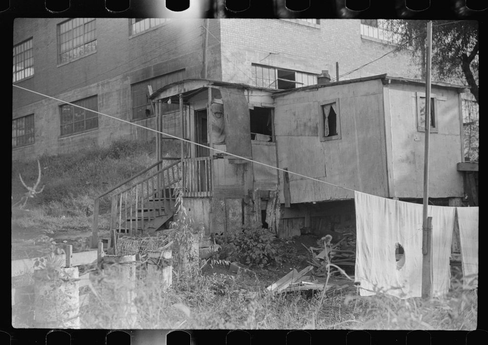 [Untitled photo, possibly related to: Shack by river, Charleston, West Virginia]. Sourced from the Library of Congress.
