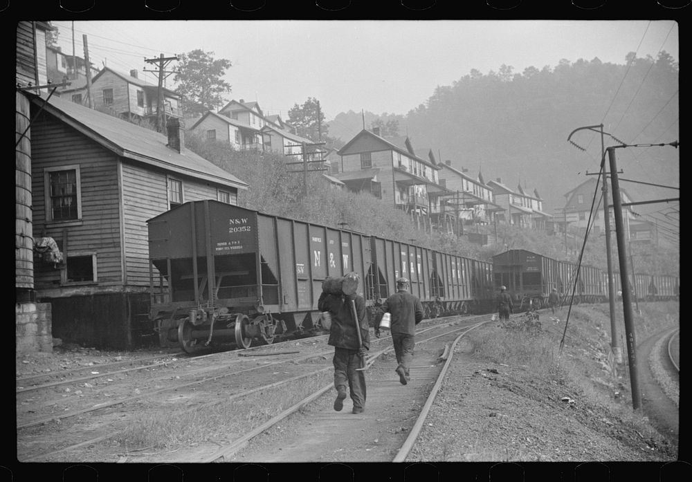 Miners going home from work, Caples, West Virginia. Sourced from the Library of Congress.