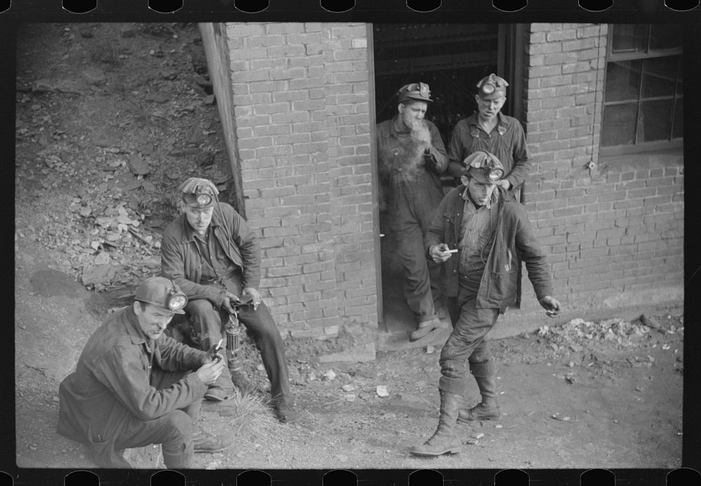 [Untitled photo, possibly related to: Coal miners waiting for next shift, Caples, West Virginia]. Sourced from the Library…