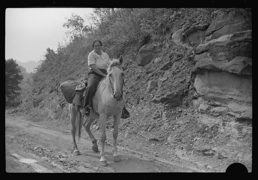 [Untitled photo, possibly related to: Coal miner's wife bringing groceries from company store, Caples, West Virginia].…