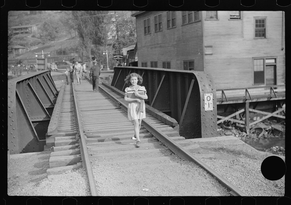 [Untitled photo, possibly related to: Miners' children on way from school, Omar, West Virginia]. Sourced from the Library of…