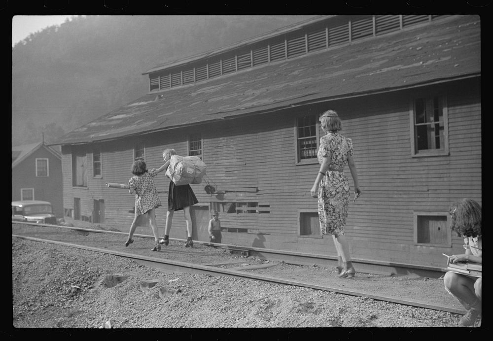 Miners' children going home from store and post office, Omar, West Virginia. Sourced from the Library of Congress.