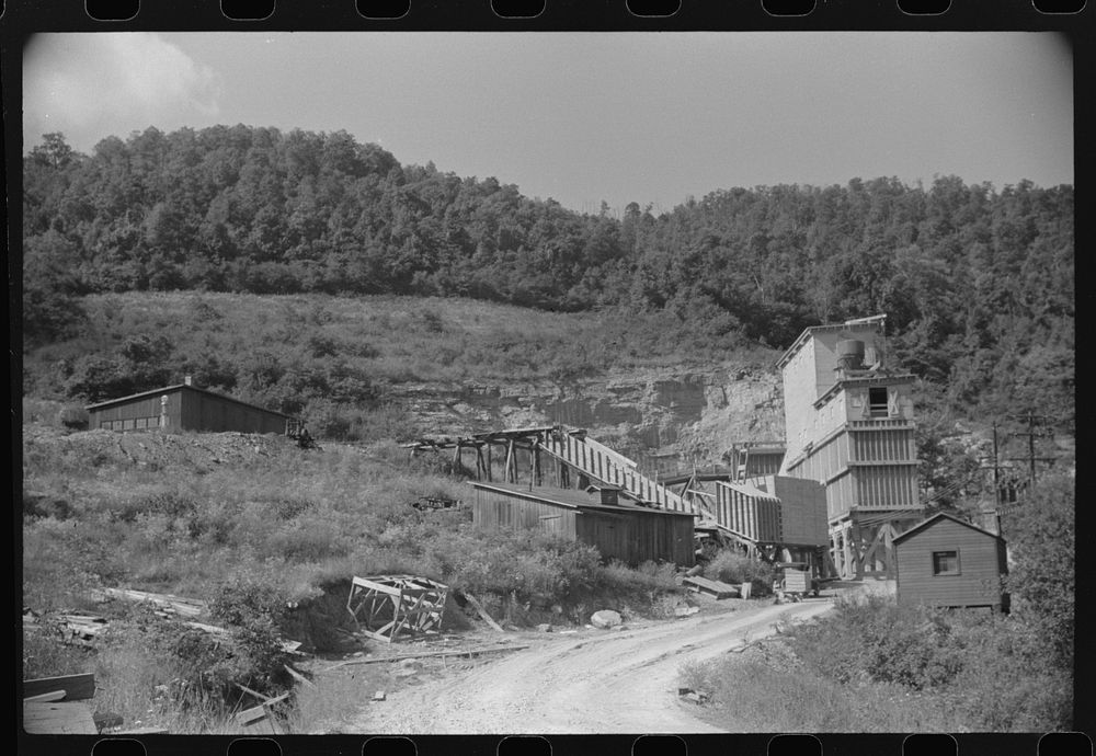 [Untitled photo, possibly related to: Rock crusher at quarry. Tygart Valley, West Virginia]. Sourced from the Library of…