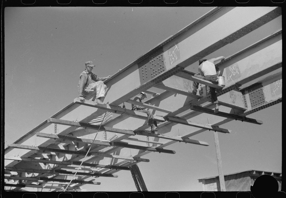 [Untitled photo, possibly related to: Construction of new bridge, Tygart Valley Homesteads, West Virginia] by Marion Post…