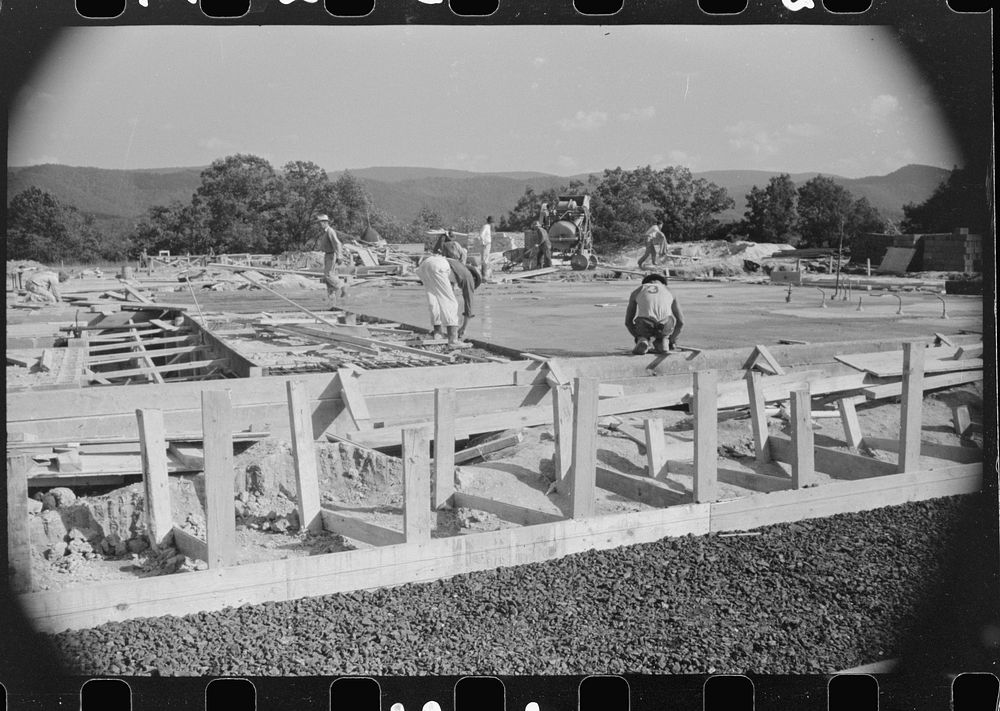 [Untitled photo, possibly related to: Construction work on new community building, Tygart Valley Homesteads, West Virginia].…