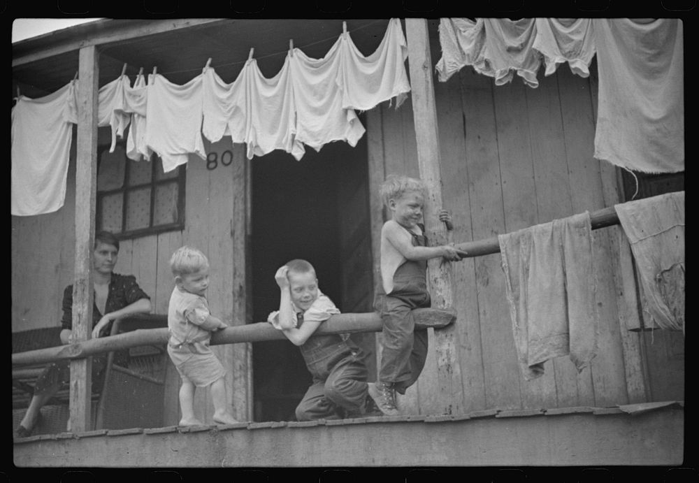 [Untitled photo, possibly related to: Coal miner's shack and some of his family, Pursglove, West Virginia]. Sourced from the…