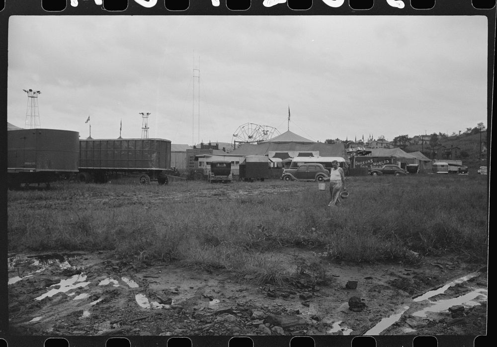 [Untitled photo, possibly related to: An outdoor carnival comes to the coal mining communities once a year. Granville, West…