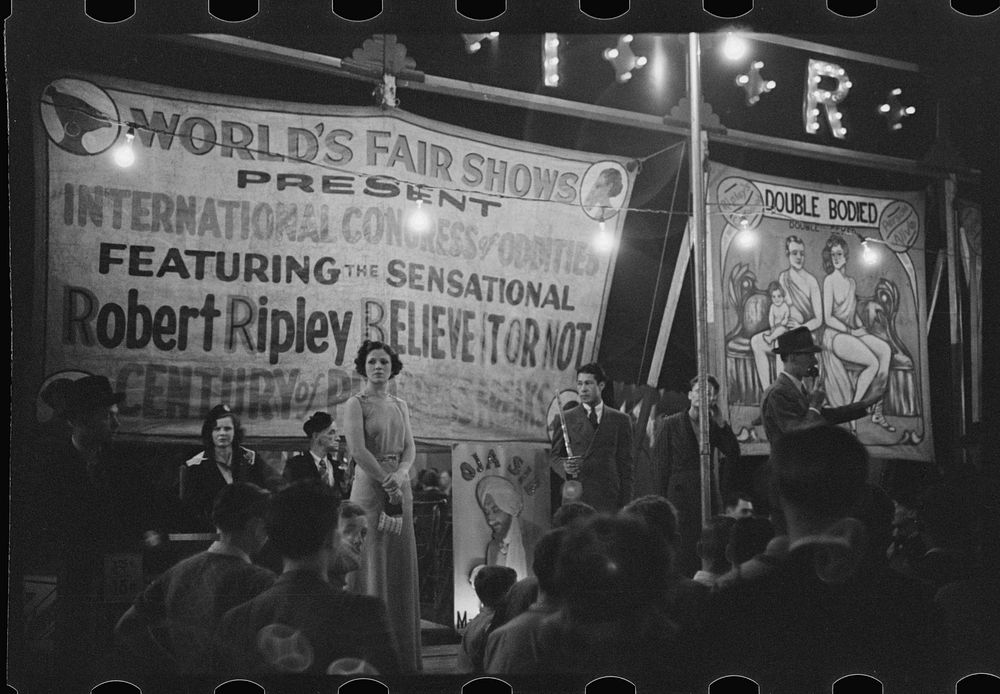 [Untitled photo, possibly related to: "Double bodied, both sexes." Believe it or not, outdoor carnival, Granville, West…