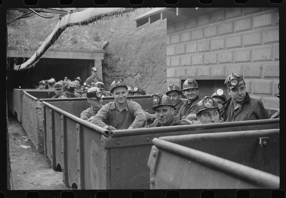 The next "trip." Coal miners ready for next shift to go into mines. Maidsville, West Virginia. Sourced from the Library of…