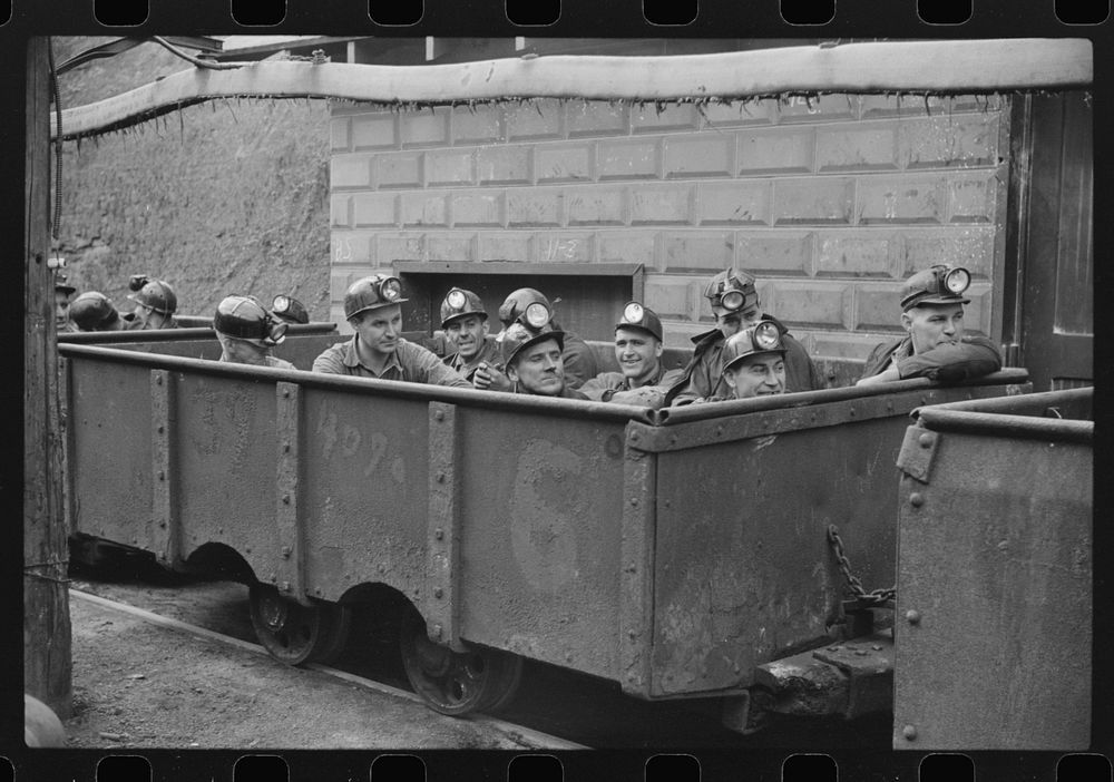 The next "trip." Coal miners ready to go into the mine. Maidsville, West Virginia. Sourced from the Library of Congress.