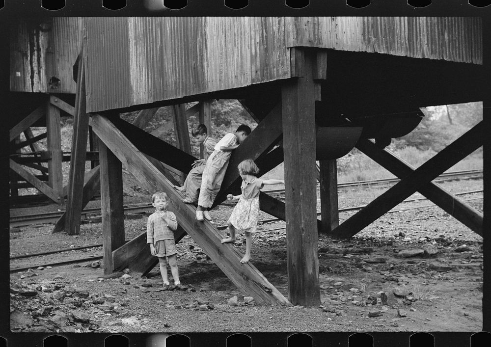 [Untitled photo, possibly related to: Children's favorite playground, around coal mine tipples. Pursglove, Scotts Run, West…