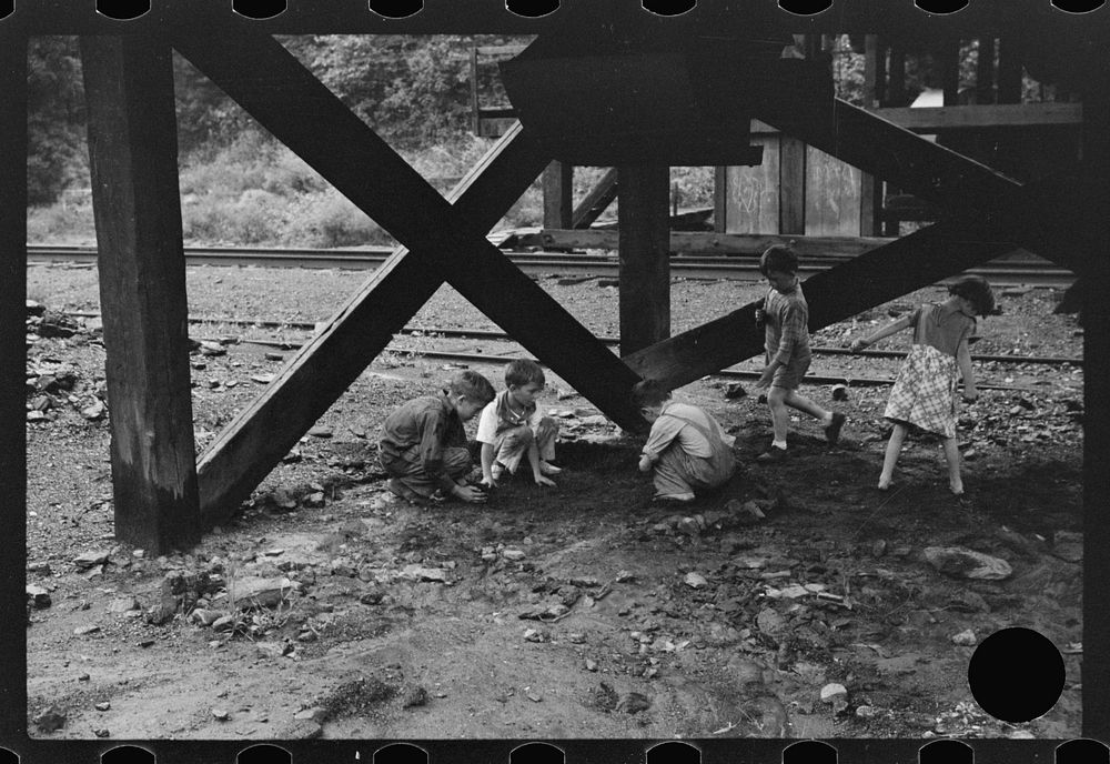 [Untitled photo, possibly related to: Children's favorite playground, around coal mine tipples. Pursglove, Scotts Run, West…