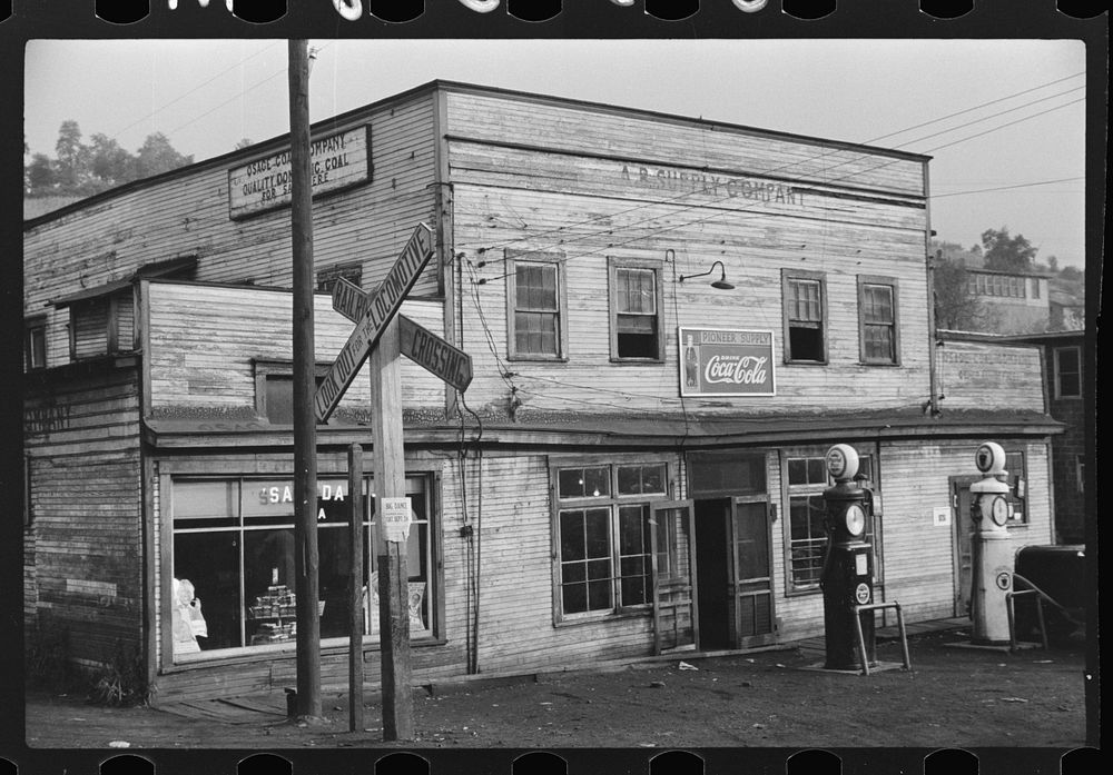 Company store, Osage, West Virginia. Sack of flour in A&P. In same town costs sixty-nine cents and in company store costs…