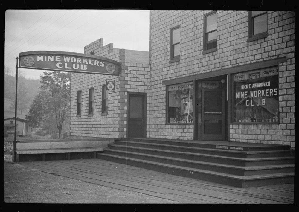 Miners' club, beer and dance hall, Scotts Run, West Virginia. Sourced from the Library of Congress.