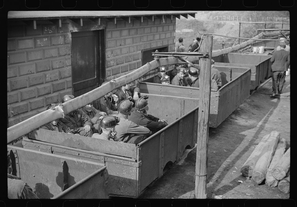 [Untitled photo, possibly related to: Coal miners in cars ready for next "trip" into mines, Maidsville, West Virginia].…