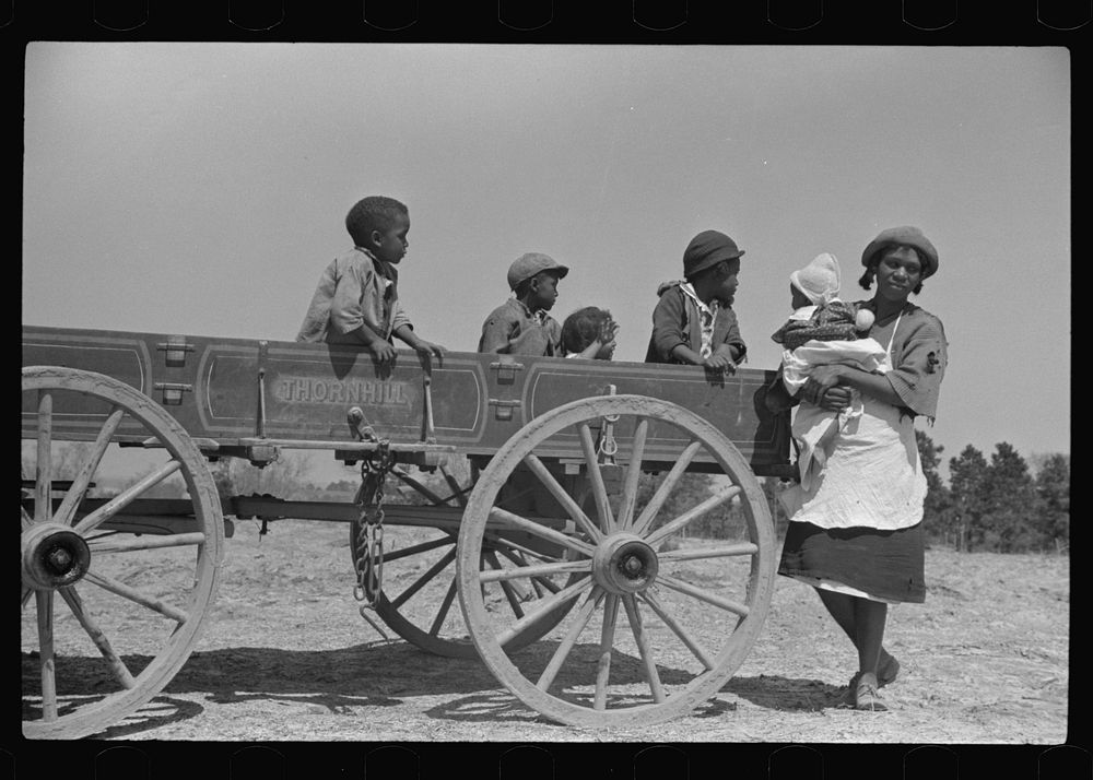 Charlie McGuire's family (tenant purchase clients) and their new wagon, Pike County, Alabama. Sourced from the Library of…