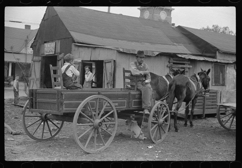 Farmer waiting for rest of his family to go home. Saturday afternoon, Enterprise, Alabama. Sourced from the Library of…