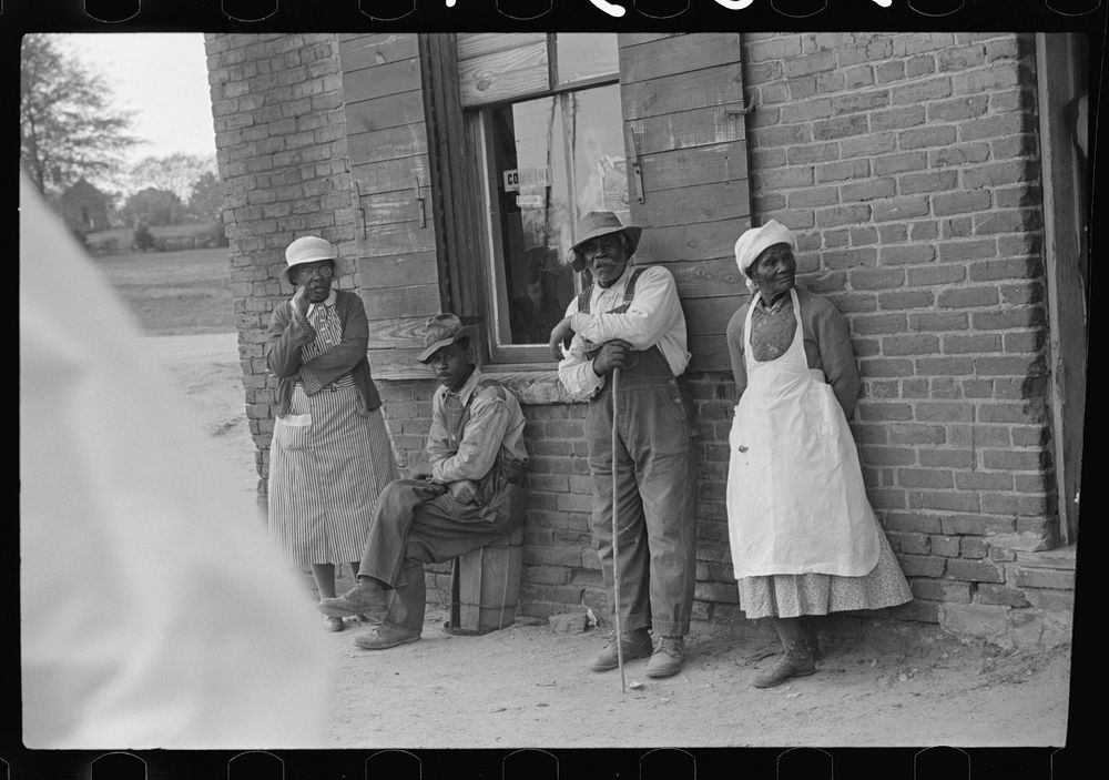 [Untitled photo, possibly related to: Outside the general store, Woodville, Greene County, Georgia]. Sourced from the…