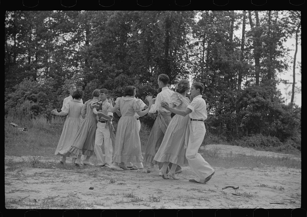 [Untitled photo, possibly related to: Schoolchildren doing colonial dance on May Day health day at Ashwood Plantation, South…